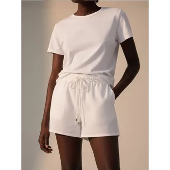 Dámské kraťasy Sinsay - Šortky ze směsi viskózy a bavlny - krémová - 109FJ-01X - 109FJ-01X-L