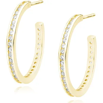 Náušnice Pozlacené stříbrné náušnice kroužky se zirkony - Meucci SLE370