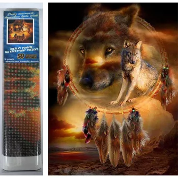Diamantové malování Norimpex Lapač snů s vlky 30 × 40 cm