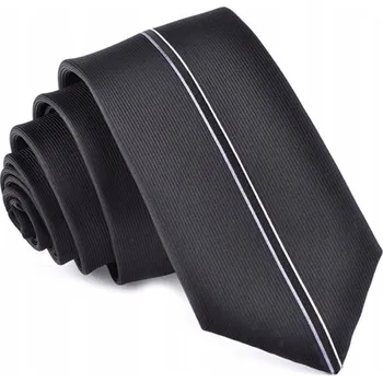Kravata ELEGANTNÍ ČERNÁ Žakárová Kravata 6cm Úzká Slim Pánská Mikrovlákno GREG pn12