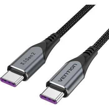 Datový kabel Vention USB-C 3.1 Gen2 100W 10Gbps Cable 1M Gray Aluminum Alloy Type