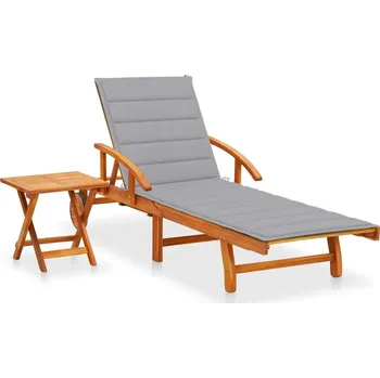 Zahradní lehátko VidaXL Zahradní lehátko se stolkem a poduškou, masivní akáciové dřevo