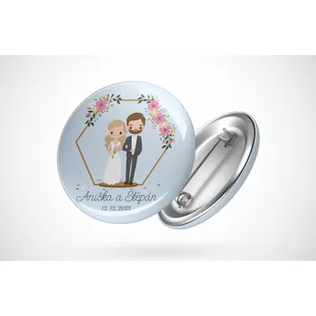 Svatební placka novomanželé Barva: Modrá, Velikost: 25 mm
