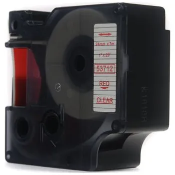 Pásek do tiskárny Náhradní páska JetWorld Dymo D1 červená na průhledné podložce, 24 mm x 7 m (53712)