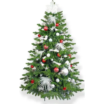 LAALU Vánoční stromek zdobený - POLÁRNÍ ČERVENÁ II, 213 ks ozdob, 450 cm