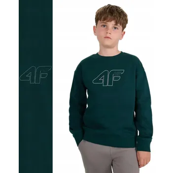 Chlapecká mikina Mikina Chlapecká 4F Regular Zateplená Bavlna Tepláková Mořská Zeleň 146