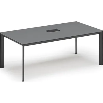 Kancelářská sestava Jednací stůl PRIMO INVITATION, 240x120 cm, grafit + stolní zásuvka TYP I, černá