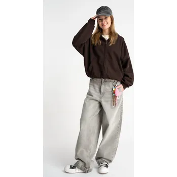 Dívčí džíny Reporter Young | Dívčí světle šedé džíny BAGGY s módními kapsami a zapínáním na zip - Barva SVĚTLE ŠEDÁ, Velikost 158 261-0110G-23-001-1