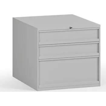 Skříňka na nářadí Závěsný dílenský box na nářadí k pracovním stolům, 3 zásuvky, zámek, 510 x 592 x 470 mm, šedá