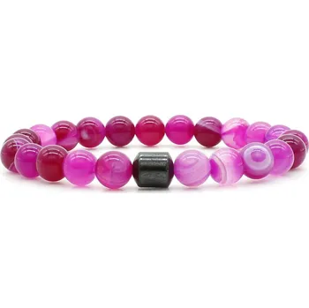 Náramek Flor de Cristal Náramek z pravých kamenů Achát růžový a Hematit