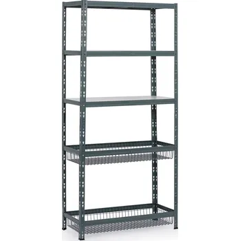 Prodejní regál Policový regál s koši, 1954 x 900 x 400 mm, nosnost 175 kg, 3 police + 2 koše