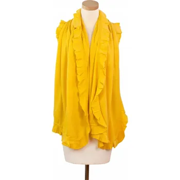 Šála Elegantní šála Mgiełka - dámská s volánkem, velká žlutá