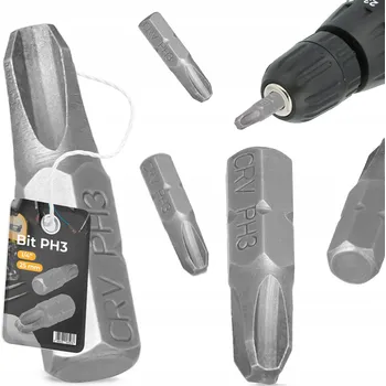 Bit BIT ŠROUBOVÁKU PH3 Philips 25mm MAGNETICKÝ HROT Šroubovací 1/4 Ocel