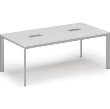 Kancelářská sestava Jednací stůl PRIMO INVITATION, 200x100 cm, bílá + 2x stolní zásuvka TYP VI, stříbrná