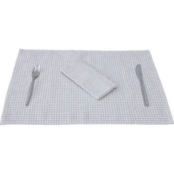 prostírání H&D Prostírání 2 ks, 35x50 cm, len a bavlna, káro béžová