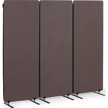 Obklad Akustický paraván, dělící stěna 160 x 60 cm, 3 ks v&nbsp;balení, textilní povrch, spojitelné zipem, hnědá