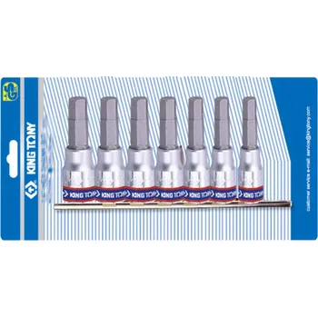 Gola sada Sada nástavců 1/4" HEX H3-H10 7ks na lištu 130 mm King Tony 2127PR