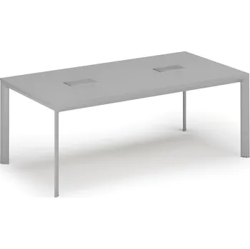 Kancelářská sestava Jednací stůl PRIMO INVITATION, 200x100 cm, šedá + 2x stolní zásuvka TYP VI, stříbrná