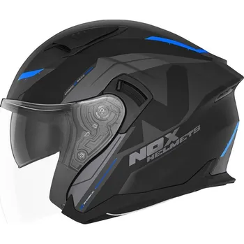 Helma na motorku NOX N130 Klint 2024, černá matná, modrá, velikost XS