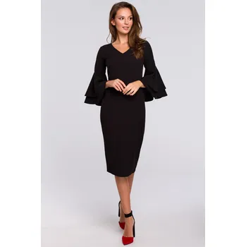 Dámské šaty EU L K002 Šaty s volánky na rukávech - čer