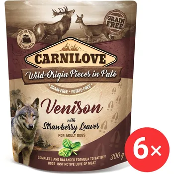Carnilove Dog Pouch Paté Venison with Strawberry Leaves 6 × 300 g