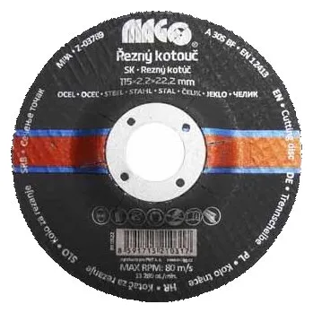 Brusný kotouč MAGG Řezný kotouč na kov 115x2,2x22,2mm RK11522
