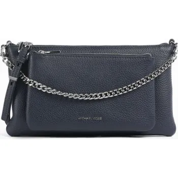 Kabelka Kožená crossbody kabelka Michael Kors jet set s kapsou modrá