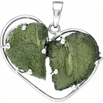 Přívěsek Stříbrný přívěsek s vltavínem srdce 37 0373