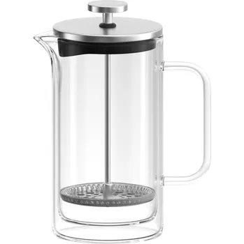 Konvice na čaj Siguro French press z dvojitého skla Double Delight, 1 l