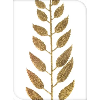 LAALU Větvička champagne s glitry lístky, 3,2 × 7,5 cm, sada 9 ks