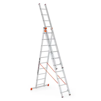 Žebřík Hliníkový trojdílný žebřík ALVE PREMIUM s nášlapy, 3x8 příček, délka 5,25 m