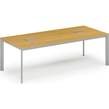 Kancelářská sestava Jednací stůl PRIMO INVITATION, 240x120 cm, buk + 2x stolní zásuvka TYP VI, stříbrná