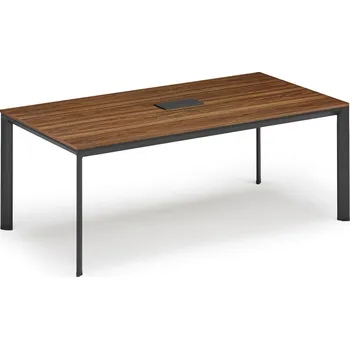 Kancelářská sestava Jednací stůl PRIMO INVITATION, 240x120 cm, ořech + stolní zásuvka TYP VI, černá