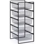 Úložný systém s 5 drátěnými koši, 1040 x 500 x 450 mm, černý