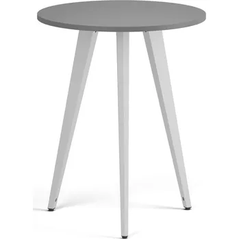 Konferenční stolek Konferenční stůl PRIMO VIBE, průměr 60 cm, bílá podnož, grafit