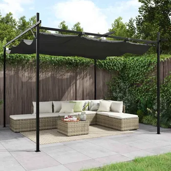 Pergola vidaXL Pergola se zatahovací střechou 295 x 292 x 230 cm [360115] Barva: antracitová