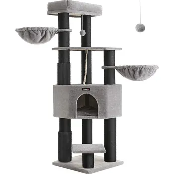 Songmics a Vasagle Kočičí škrabadlo Jerry 160 cm šedé