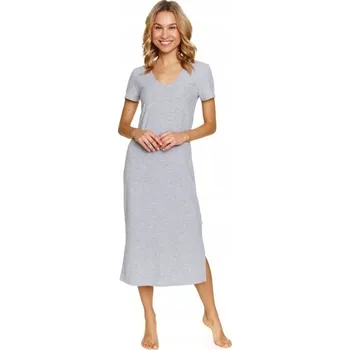 Dámská noční košile Košile noční Doctor Nap šedá M krátký rukáv za koleno výstřih špice
