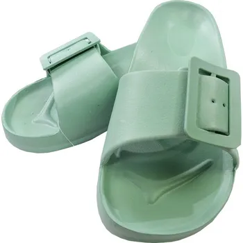 Dámské pantofle YO! DÁMSKÉ NAZOUVÁKY S PŘEZKOU LEHKÉ POHODLNÉ K BAZÉNU mátové 39 Ł028A