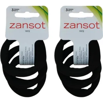 Zansot 2× elastické gumičky do vlasů, jemná tkanina, 3 ks, černé