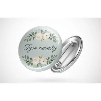 Party dekorace Rozlučková placka bílé růže Průměr placky: 25 mm