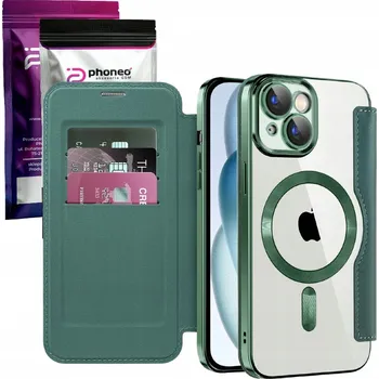 Pouzdro na mobilní telefon Flipové pouzdro Phoneo pro Apple iPhone 15, zelené