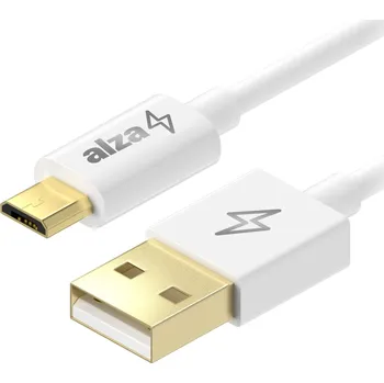Datový kabel AlzaPower Core USB-A to Micro USB 1m bílý