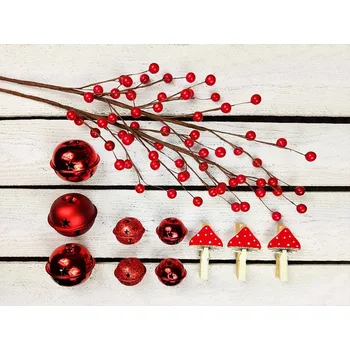 LAALU Vánoční ozdoby - sada MUCHOMŮRKA, na stromky do 100 cm