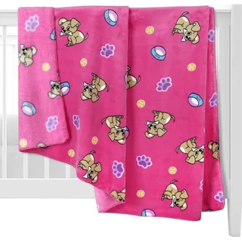 Dětská deka BELLATEX Ella 2513/183 100 × 150 cm, štěňátko na růžové