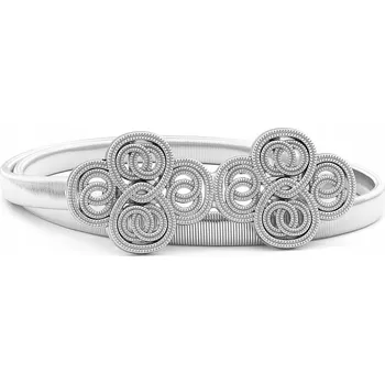 Opasek PÁSEK DÁMSKÝ ELASTICKÝ OZDOBNÝ PRUŽINOVÝ PLECH KOVOVÝ STŘÍBRNÝ