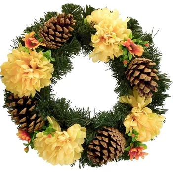 Věnec DOMMIO Dušičkový věnec se sv. žlutými chryzantémami, 30 cm
