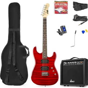 Elektrická kytara MAX music GigKit Electric Guitar Pack Quilted Style Dark Red