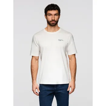 Pánská móda Pánské tričko s malým potiskem na hrudi - bílé V3 OM-TSPT-0258 - XXL