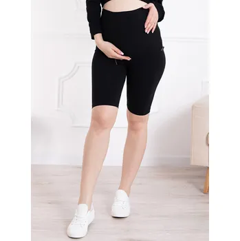 Těhotenská móda FMM Krátké těhotenské legíny Basic černé bavlněné Velikost: L